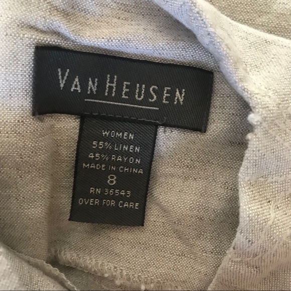 Van Heusen Linen Midi Tank Zip Embroidered Dress ! - Picture 7 of 7